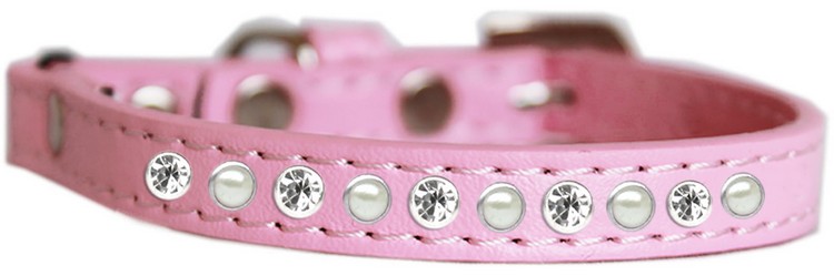 Pearl and Clear Jewel Cat safety collar Light Pink Size 12